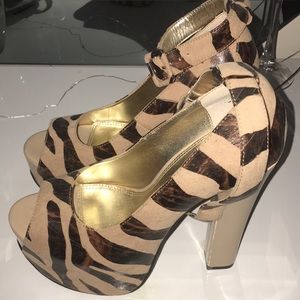 NEW! Zebra print platform ankle strap heels